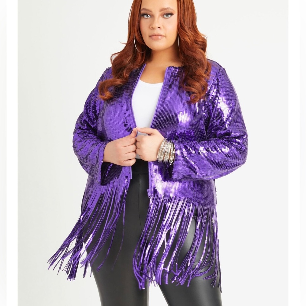 Purple Sequin Fringe Jacket